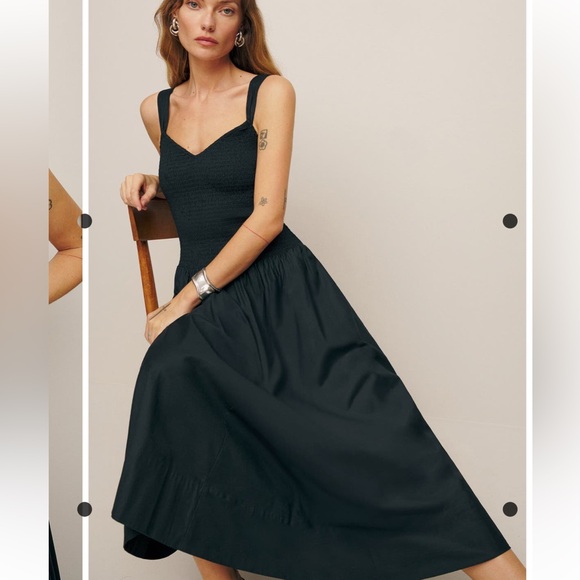 NWT Reformation Sariah smocked organic cotton midi dress size 4 brand new unworn - Picture 4 of 4
